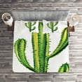 thumbnail image 2 of Ambesonne Desert Quilted Coverlet 3 Pcs, Mexican Cartoon Cactus, Queen Size, Green, 2 of 2