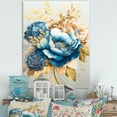 thumbnail image 2 of Designart Golden Blue Flower Arrangement II Canvas Wall Art, 2 of 5