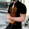 thumbnail image 4 of Camisa de manga corta con cuello en V para hombre, con estampado de Halloween, informal, con estampado de blusa Pompotops oipoqjl45972, 4 of 7