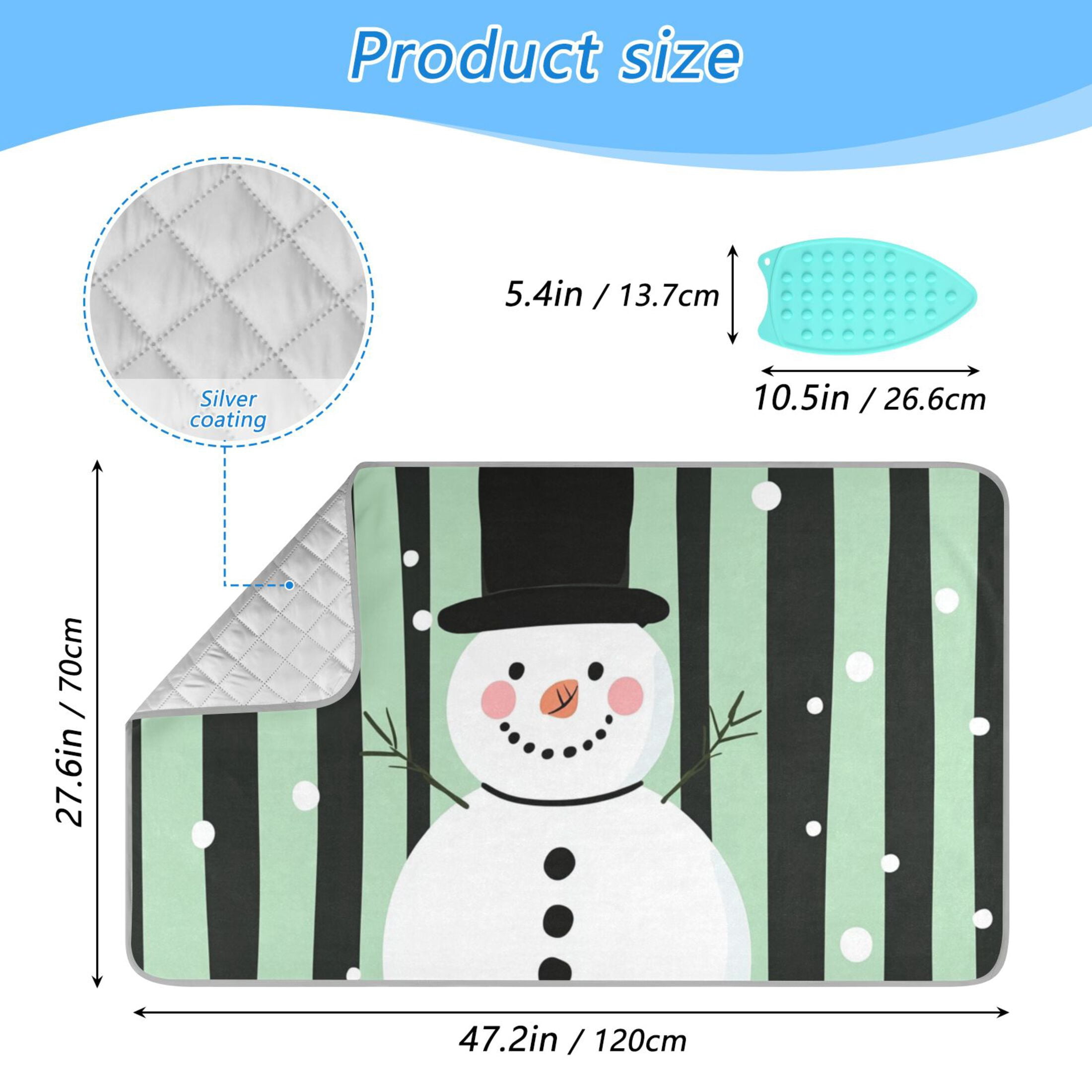 Vertical Green-black Stripes Snowman Ironing Mat Blanket Portable Travel Ironing Pad Heat Resistant Pad 47.2" x 27.6”