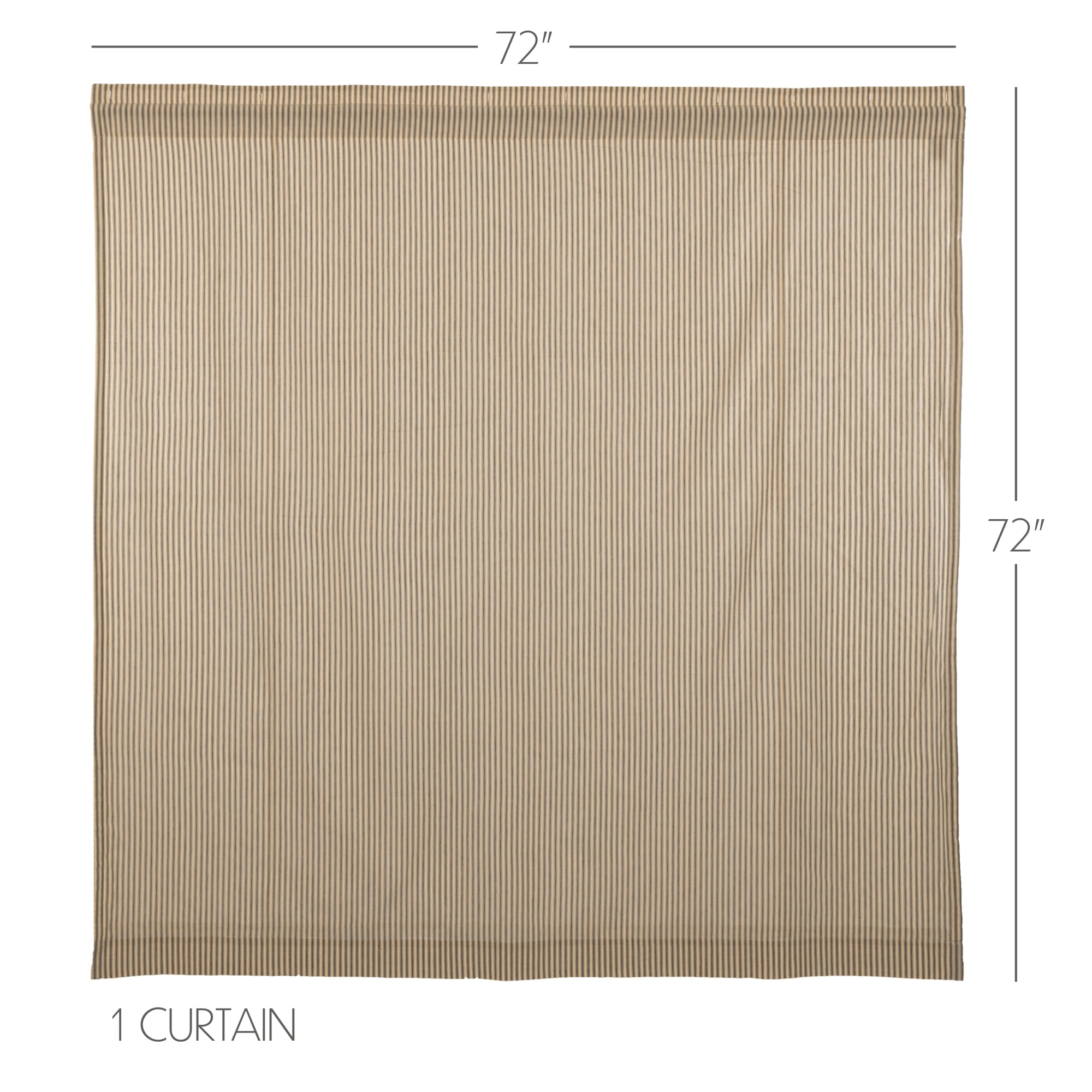 VHC Brands Sawyer Mill Charcoal Decorative Farmhouse Ticking Stripe Shower Curtain with Buttonholes 72x72