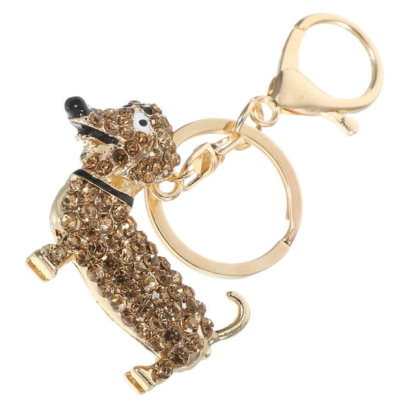 HONITANO 1Set Dachshund Keychain Golden Zinc Alloy and Crystal Rhinestones for Everyday Use