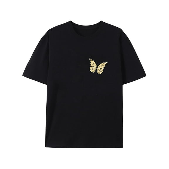 Women Beautiful Butterfly Graphic T-Shirt Summer Casual Butterflies Print Short Sleeve Classic Pure Cotton Tops