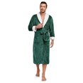 thumbnail image 5 of PajamaX Luxurious Mens Shawl Collar Plush Fleece Bathrobe Cozy Warm Bathrobe Long Robe With Pockets (L, Green), 5 of 7