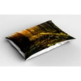 thumbnail image 2 of Ambesonne Forest Pillow Sham 2 Pack, Misty Morning Sun Rays, 36"x20", Brown Fern Green, 2 of 3