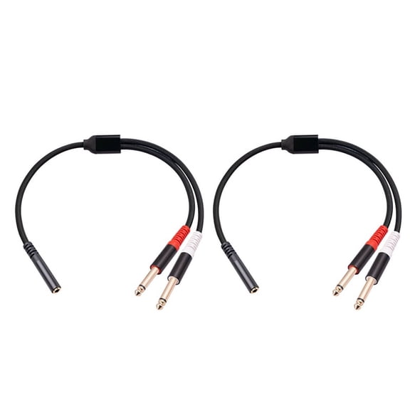 2pcs 3.5mm to Dual 6.5mm Adapter Audio Aux Cable Double 6.35 1/4 Inch Mono Stereo 1/8 Cord