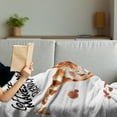 thumbnail image 3 of Coffee Art Soft Flannel Fleece Throw Blanket, Be Outgoing and Sociable Inspiration Hot Drink Friendly Giraffe, Cozy Plush for Indoor and Outdoor Use, 60" x 80", Brown Orange Black, by Ambesonne, 3 of 5
