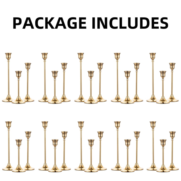 Nuptio Brass Gold Candlestick Holders, Set of 30 photo 8