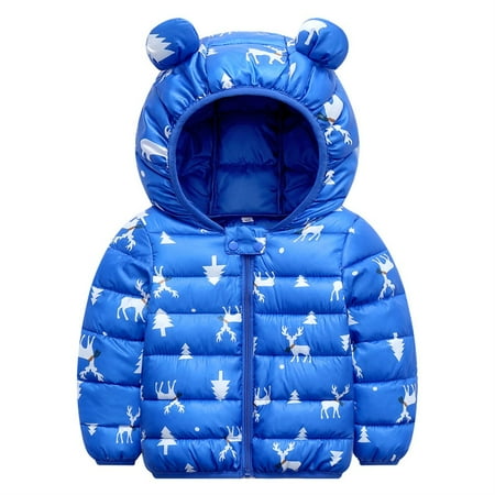 

Stamzod Cute Christmas Jacket For Girls Children Down Jacket Boys Toddler Baby Winter Warm Cartoon Deer Windproof Coat With Zipper Hooded Outwear 12M-7Y