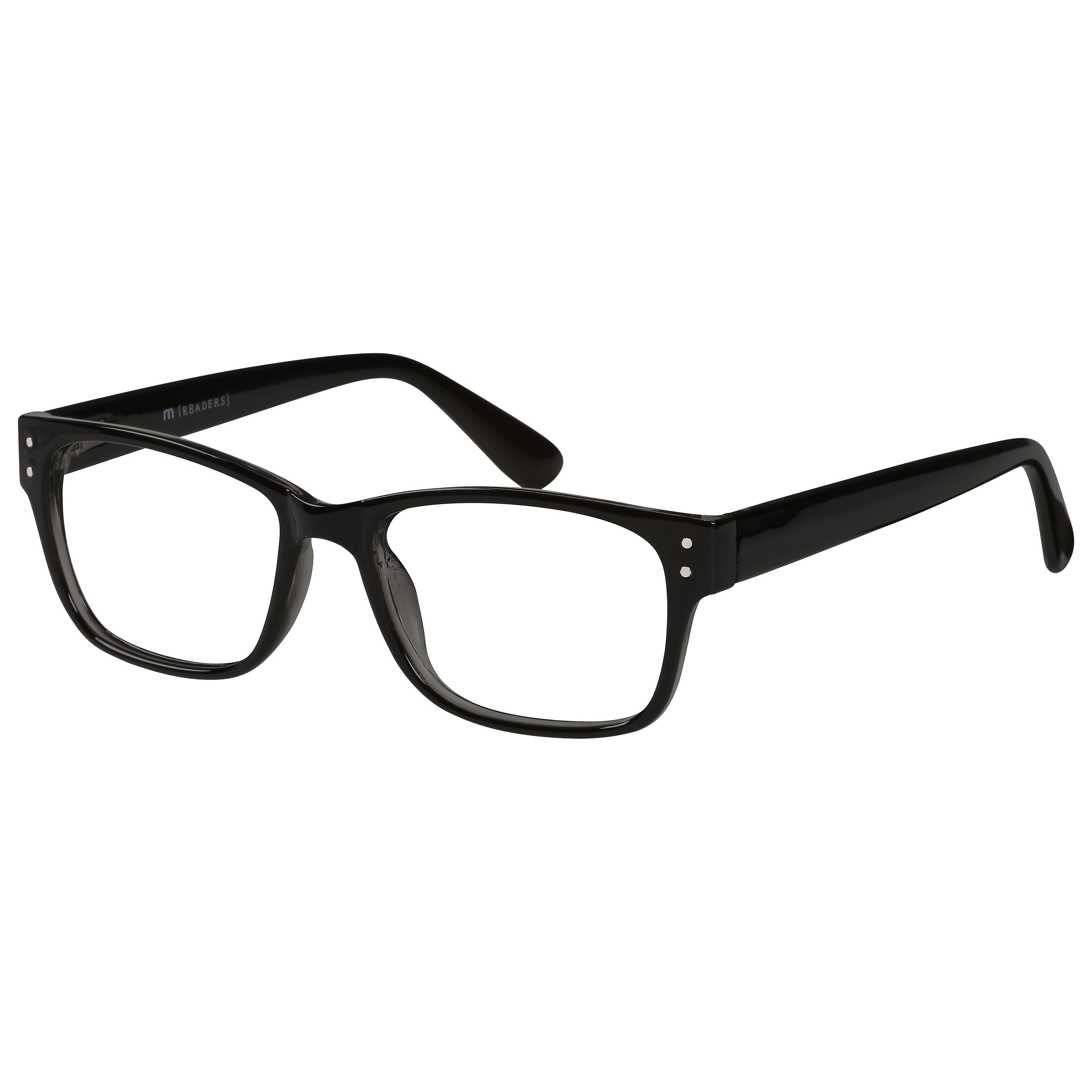 (2 pack) M+ Mens Square Plastic Reading Glasses 3.25 Oliver in Classic Black