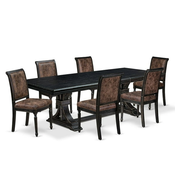 Luxe by East West Furniture 7 piece Modern Dining Table Set of a Dining Table and 6 Dining Room Chairs
