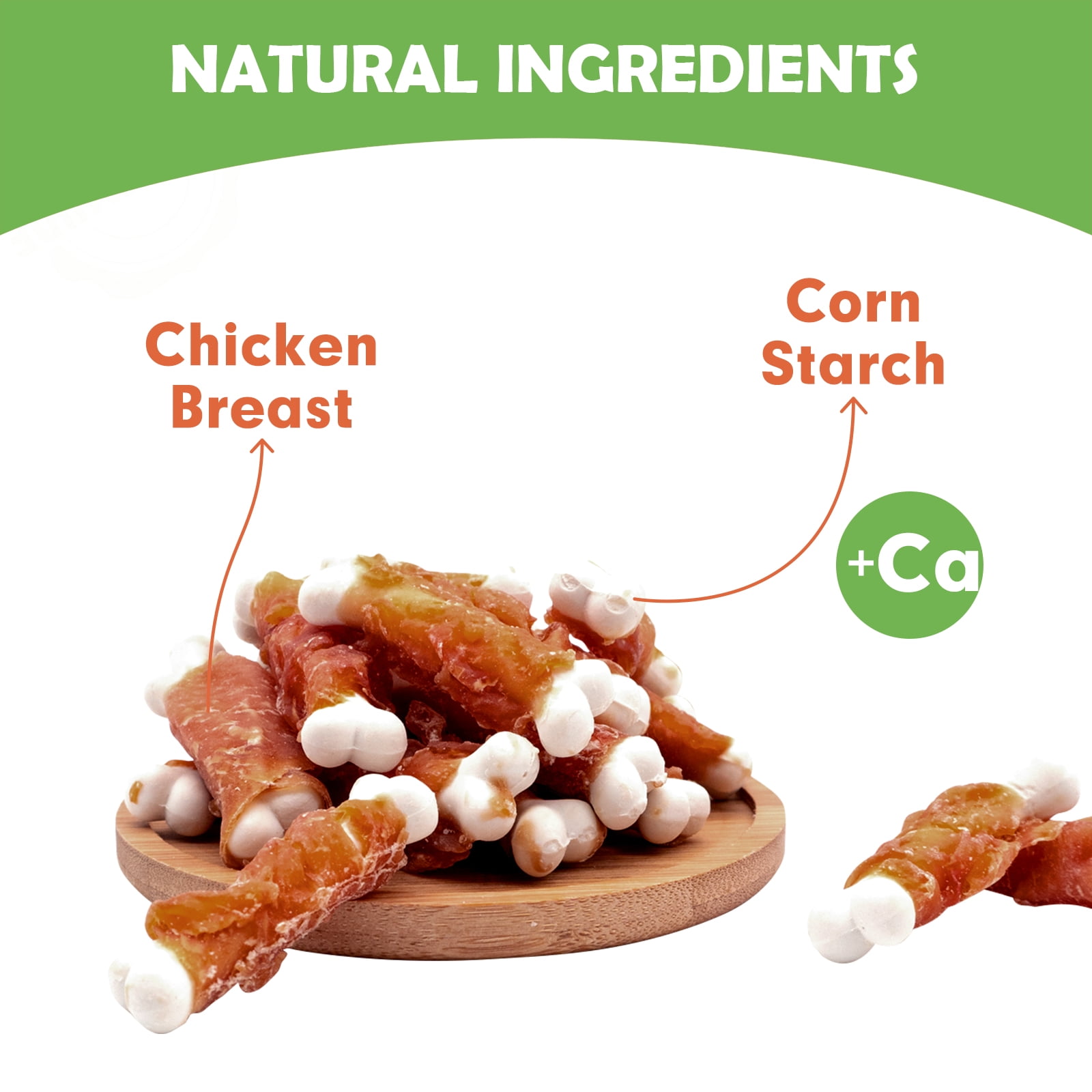 MON2SUN Chicken Wrapped Calcium Bones Small Dog Treats, 1.2 lb (56 Count)