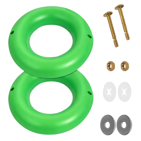 2 Sets Waxless Toilet Gasket, the Green Flexible Foam Ring Toilet Seal Kit with Screws & Nuts for Most Standard Drains