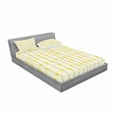 thumbnail image 3 of Flower Bedding Set with Sheet & Covers, Tiny Daffodils and Bead Forms Situated at Wavy Vertical Lines, Printed Bedroom Decor 2 Shams, 4 Sizes, Champagne Yellow, by Ambesonne, 3 of 3
