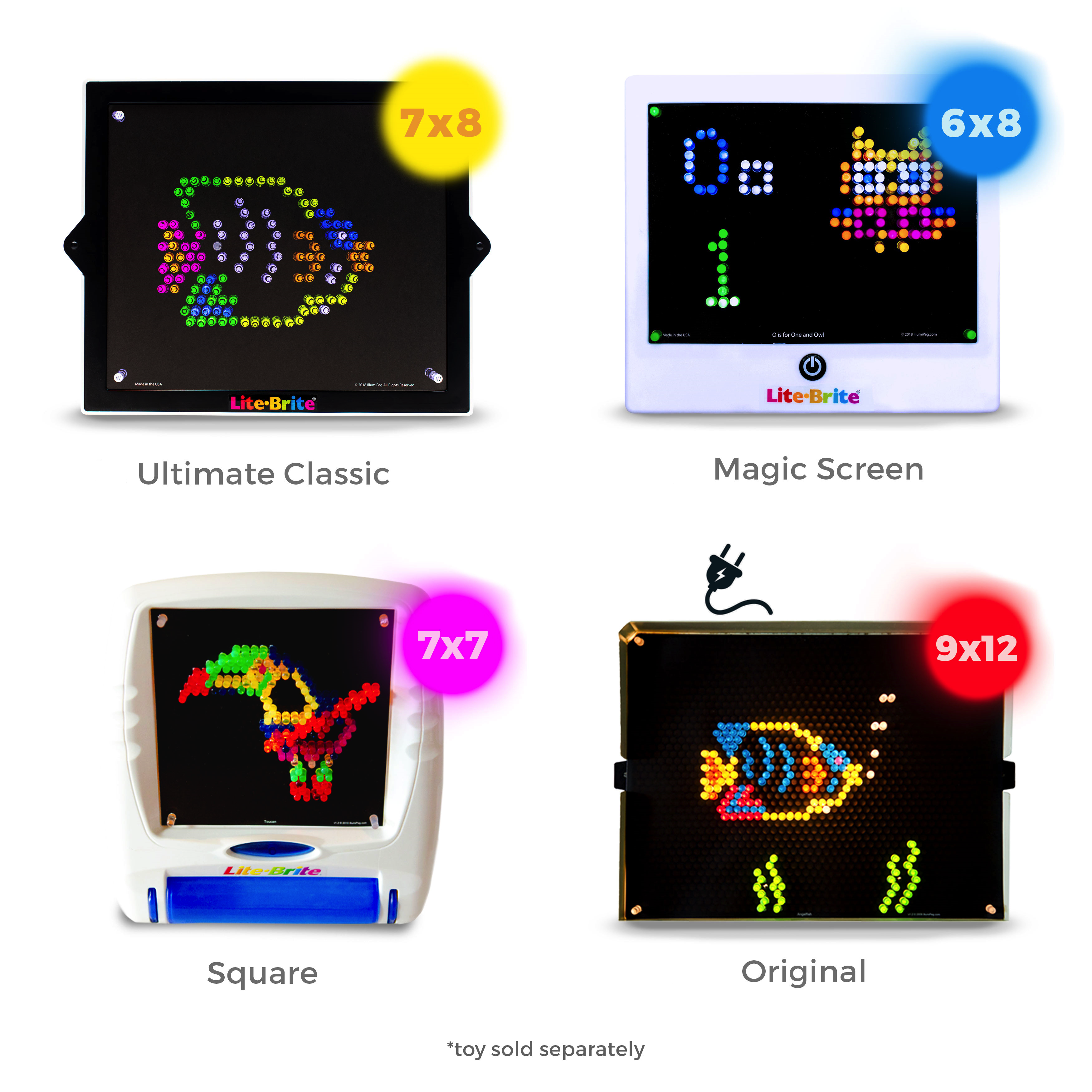 IllumiPeg Under The Sea Refill templates for Basic Fun Lite Brite Ultimate Classic Toy 10 Sheets, 7x8