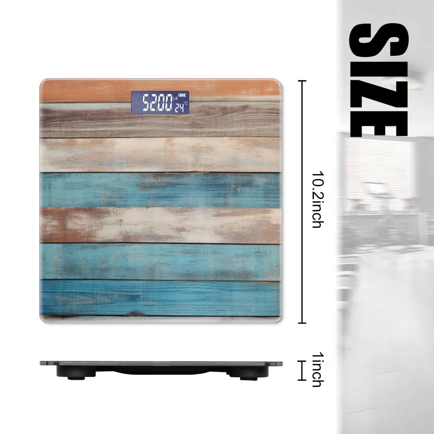 High Precision Body Weight Scale Smart Bathroom Scales with Large LCD Display(400lbs),Decorative for Bedroom-Wooden Wall With Distressed And Weathered