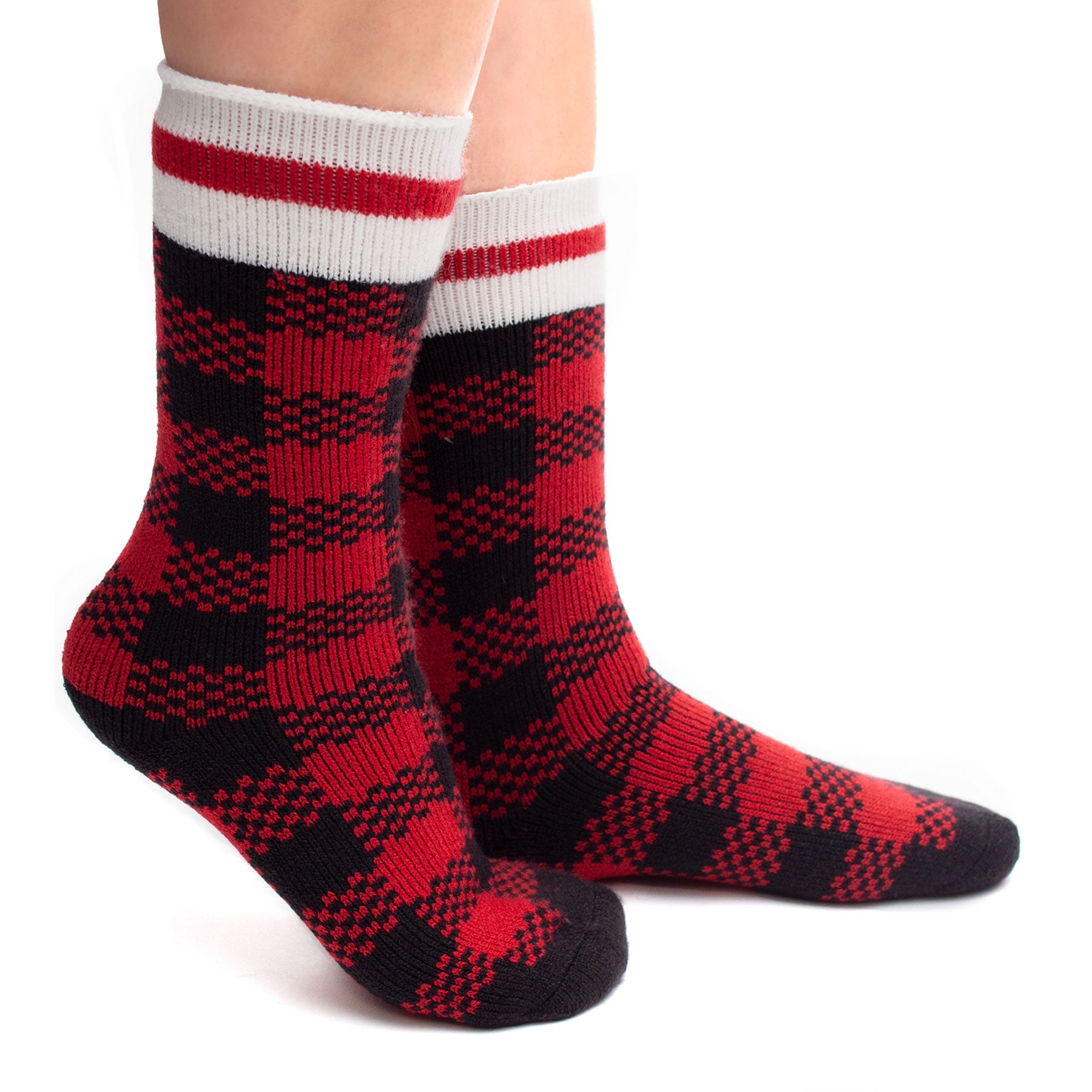 1 Pack Buffalo Plaid Thermal Winter Sock - Shoe Size 6-10 - Brushed ...