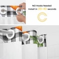 thumbnail image 3 of No Hook Shower Curtain with Snap in Liner, Easter Lovely Bunny with Carrots Waterproof Fabric Bathroom Curtain Mesh Top Window, Watercolor Black White Plaid Shower Curtains 48x72in, 3 of 9