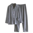 thumbnail image 2 of Mens Pajama Sets with Pockets Long Sleeve Shirts and Pants Homewear Outfits Casual Plaid Printed Comfortable Sleepwear Pajamas Set, 2 of 6