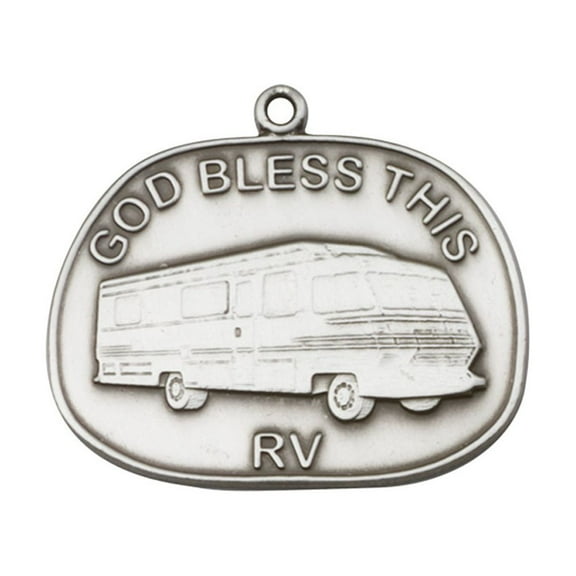 Antique Silver God Bless This Rv Keychain