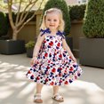 thumbnail image 4 of BemeyourBBs Toddler Baby Girl 4th of July Dress Outfit Patriotic Independent Day Dress Little Girl Summer Casual Heart Print Bow Strap Sleeveless A Line Dress Beach Party Holiday Dress Cute Clothes, 4 of 10