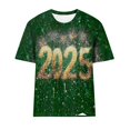 thumbnail image 4 of Camisetas Casuales de Mujer Año Nuevo Impreso Suéter de Manga Corta Cuello Redondo, Top de Moda para el Uso Diario, 4 of 4