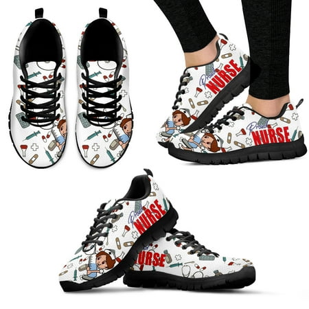 

Fashion White Cartoon Nurse Design Platform Sneakers Medical Items Print Comfortable Summer Walking Shoes Zapatos