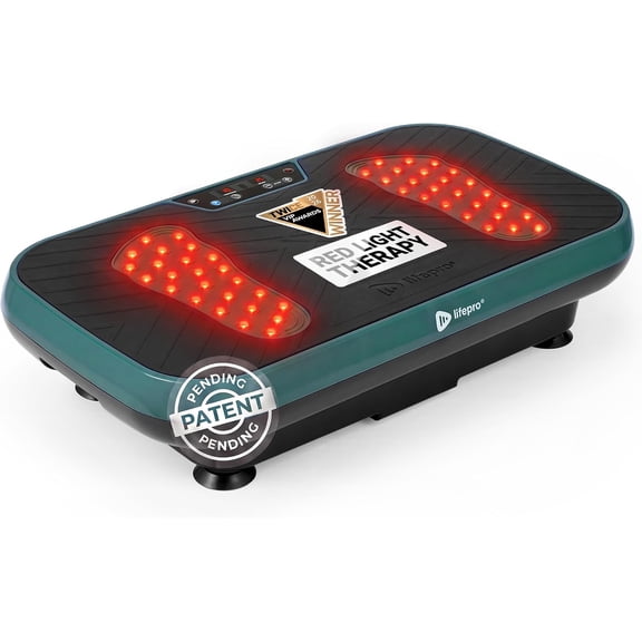 Lifepro VibraRed Vibration Plate 220 lbs, Vibrating Plate for Exercise with Red Light Therapy and Resistance Bands for Lymphatic Drainage, 99 Speeds, 9 Presets, <70dB Oscillation, 50 LEDs, Jade