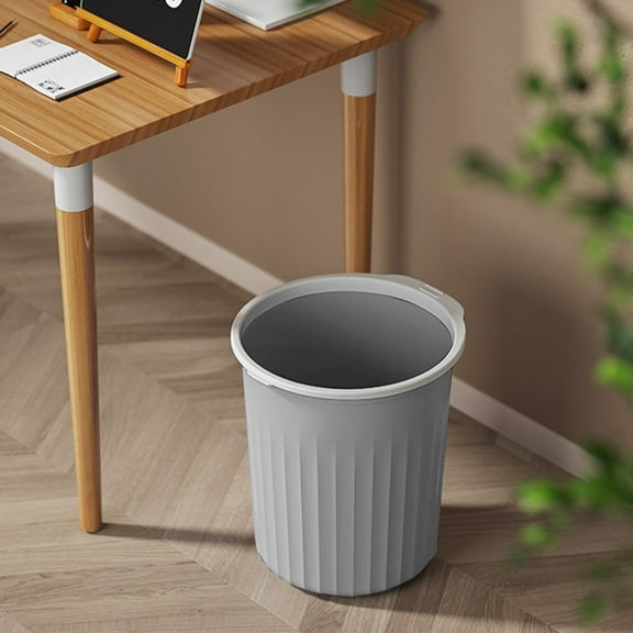 XaTanion Trash Can 8L Trash Can With Pressing Ring Plastic Wastebasket Round Garbage Container For Bathroom Kitchen Bedroom,GY1,21.5*23.5CM