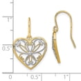 thumbnail image 3 of FB Jewels 14K Rhodium Plated White and Yellow Two Tone Gold Heart with White Filigree Center Wire Earrings, 3 of 3