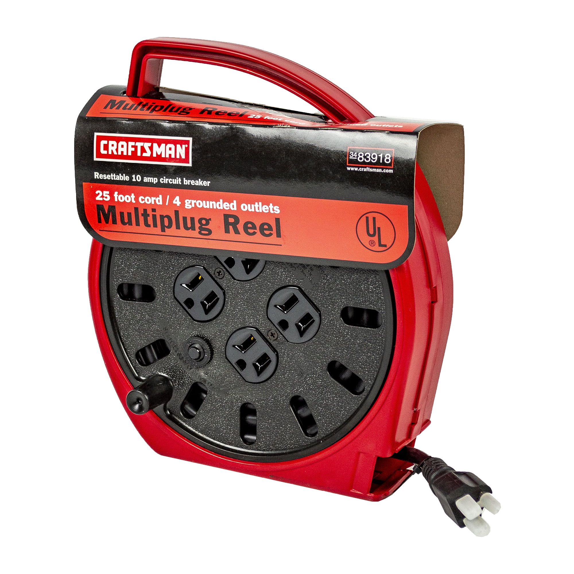 Craftsman 25 ft Multiplug Reel with 4 Grounded Outlets 