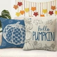thumbnail image 4 of Blue Fall Maple Leaves Decorative Throw Pillow Covers 20 x 20 Set of 4, Hello Autumn Pumpkin Porch Patio Outdoor Pillowcase, Seasonal Sofa Couch Cushion Case Home Decor, 4 of 6