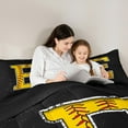 thumbnail image 6 of Feelyou Cartoon Baseball Print Bedding Comforter Set, Monogrammed E Twin Comforter Sets, Black Gold Stripes Abstract Reversible Bedding Set, Lightweight Room Decor, 2pcs, 6 of 9