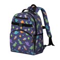 thumbnail image 2 of Dinosaur and Rocket Navy Blue Pattern Cute School Backpack Bag for School with Padded Back and Adjustable Shoulder Straps 15.25"x11.5"x5.25", 2 of 5