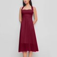 thumbnail image 4 of Women's A-Line Cocktail Dress, Sexy Criss Cross Backless Party Dresses, Flattering Ruched Waist French Square Neck Summer Wedding Guest Midi Gown, 4 of 4