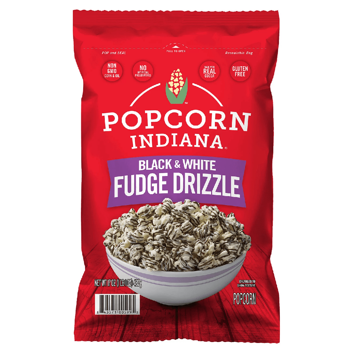 Popcorn, Indiana, Fudge Drizzle, Black and White Kettle Corn, Non GMO