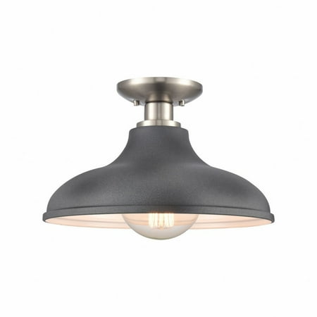 

1 Light Semi Flush Mount in Farmhouse Style-7.75 inches Tall and 13 inches Wide-Brushed Nickel Finish-White Shade Color Bailey Street Home