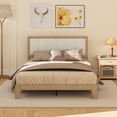 thumbnail image 6 of HOMCOM Full Size Bed Frame with Upholstered Headboard, Full Platform Bed Frame with Wooden Slats, No Box Spring Needed, Easy Assembly, Oak, 6 of 9