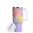 thumbnail image 2 of 40 oz Insulated Stainless Steel Tumbler Double Wall Stainless Steel Tumbler with 2-Way Drinking Pastel Rainbow Tie-dye, 2 of 9