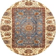 thumbnail image 1 of Ahgly Company Tapis Rond Abstrait Marron Sienne Lavable en Machine, 4 Pieds Rond, 1 of 7