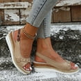 thumbnail image 2 of Modisza Low Wedge Sandals for Women Slingback Comfortable Walking Slip on Summer Shoes with Arch Support Outdoor Casual Sandal size 6 Beige, 2 of 7