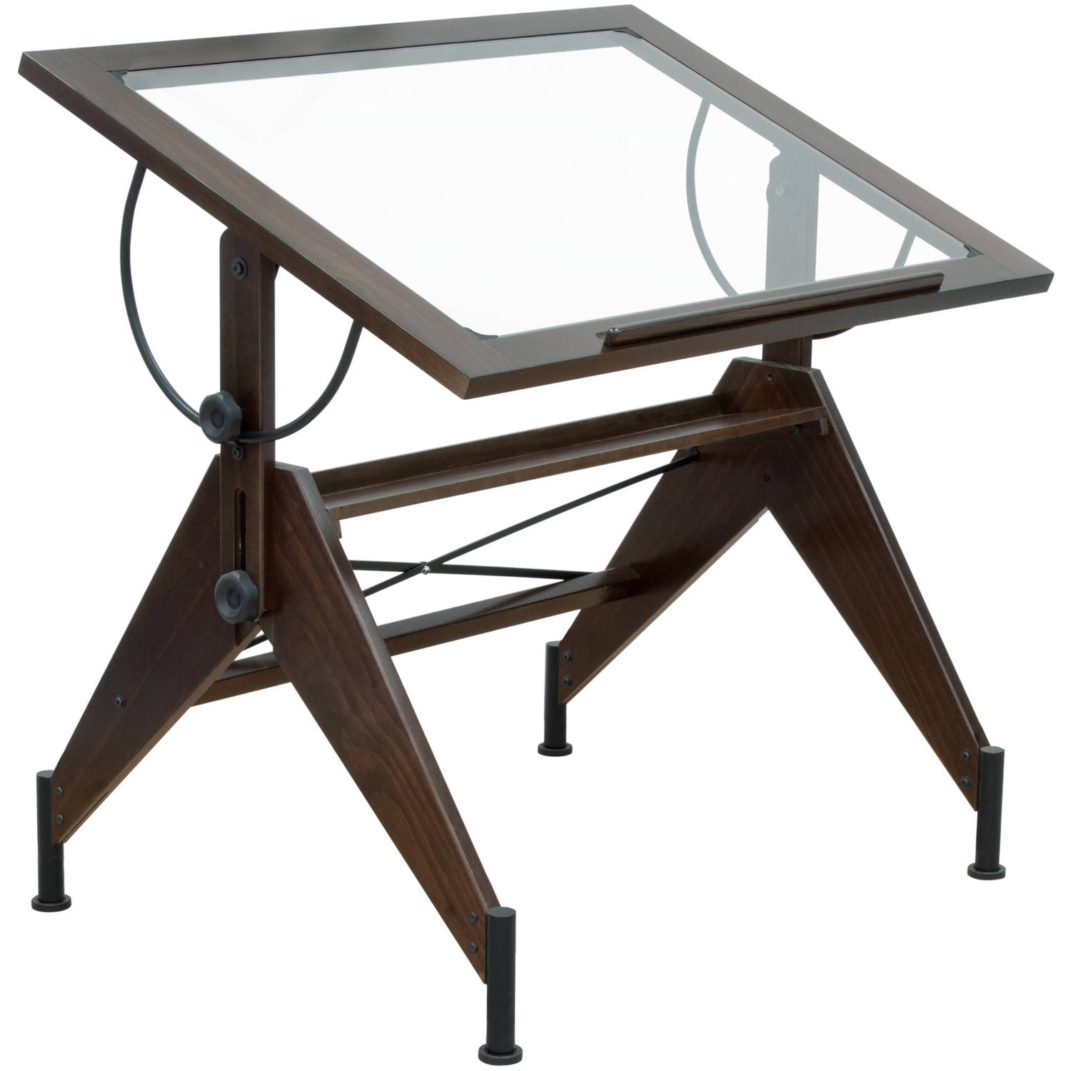 Studio Designs Aries Tilting Glass Top Table, Dark Walnut