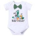 thumbnail image 4 of IBTOM CASTLE Baby Boys Jungle Theme My 1st Birthday Outfit Romper+Pants+Suspenders+Headband 4Pcs Photoshoot Cake Smash Outfit 12-18 Months Light Green, 4 of 8