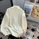 thumbnail image 3 of Suéter lindo y dulce con cuello polo de viento universitario para mujer otoño e invierno 2024 nuevo top de punto con flores tridimensionales de talla grande, 3 of 5