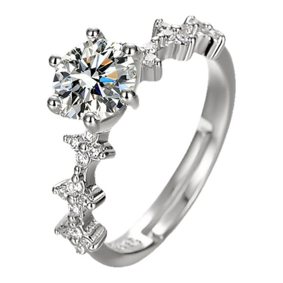 Dianli Rings for Women Moissanite Rings Imitation Moissanite Engagement Wedding Round Imitation Diamond Promise Ladies Gift Cocktail Rings