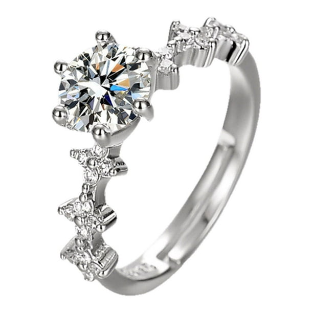 Anillos para mujer, regalos para mujer, imitación de moissanita, compromiso, boda, imitación de diamante redondo, promesa, regalo para damas, anillo