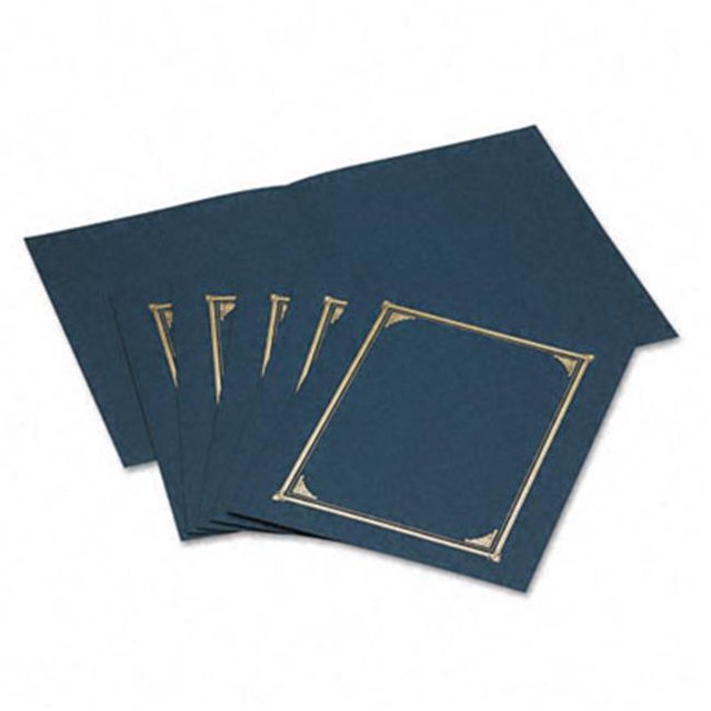 Housse de Certificat/document en Lin Bleu Marine Six par Paquet