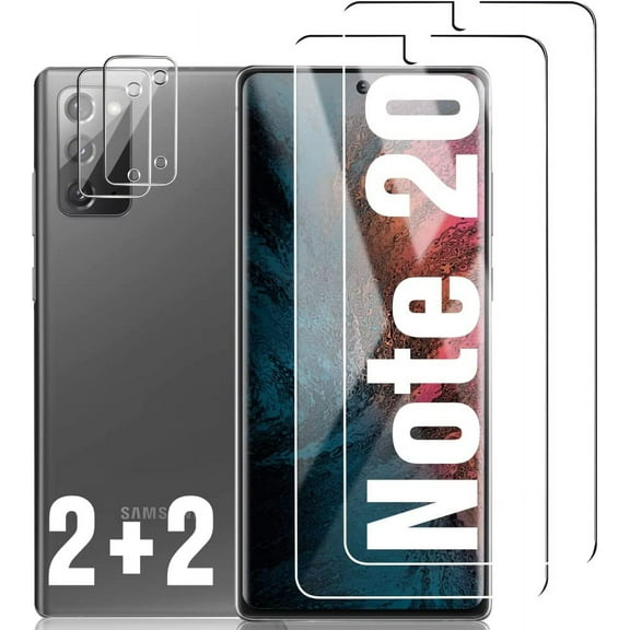 [2 2 Pack] Galaxy Note 20 Screen Camera Protector, 9H Tempered Glass Scratch Resistant, Ultrasonic Fingerprint Support, For Samsung Galaxy Note 20 5G 6.7 Inch Glass Screen Protector