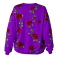 thumbnail image 4 of Mifsaly Valentines Day Sweatshirts Women Rose Floral Print Sweatshirt Cotton Girlfriend Gifts Long Sleeve Crewneck Oversized Tshirts Spring Everyday Outfits, 4 of 9