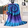 thumbnail image 2 of Blue Purple Tie Dye Mandala Pattern Blanket,Comfortable Soft Flannel Throw Blanket,All Season,Warm Lightweight Blankets for Sofa Bed Couch Living Room Chair,60"x80", 2 of 4